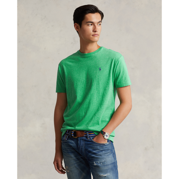 Ralph Lauren Custom Slim Fit Jersey Crewneck T-shirt In Palm Green Heather