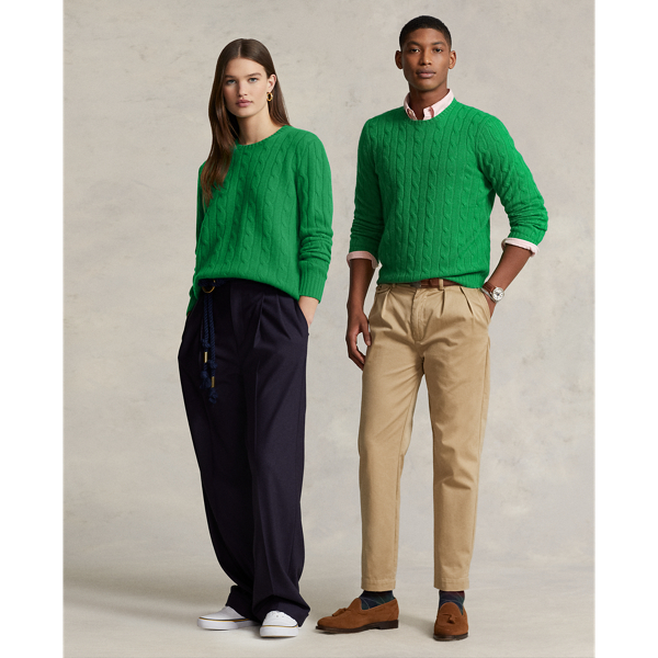 Ralph Lauren The Iconic Cable-knit Cashmere Sweater In Charlie Green