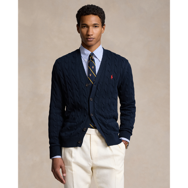 Polo Ralph Lauren Cable-knit Cotton Cardigan In Blue