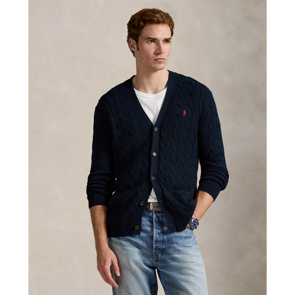 Polo Ralph Lauren Cable-knit Cotton Cardigan In Blue