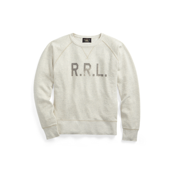 Double Rl Logo Fleece Sweatshirt In Oatmeal Heather