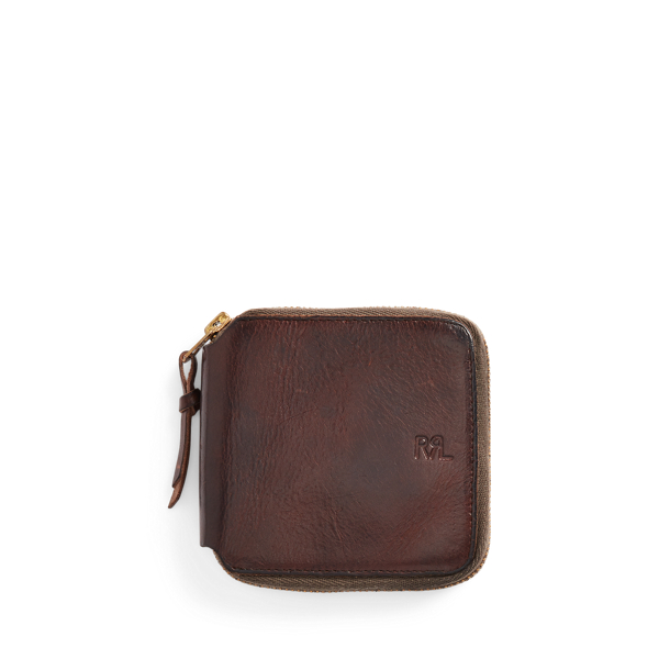 Shop Rrl Leather Zip Wallet In Brown