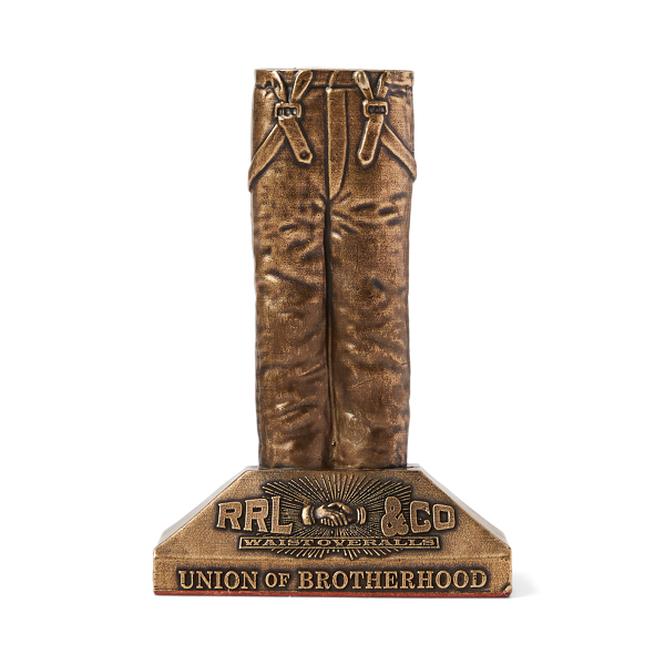 Double Rl Brass Jean Paperweight In Brass
