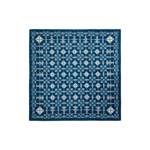 Shop Double Rl Indigo Cotton Tablecloth In Indigo/cream