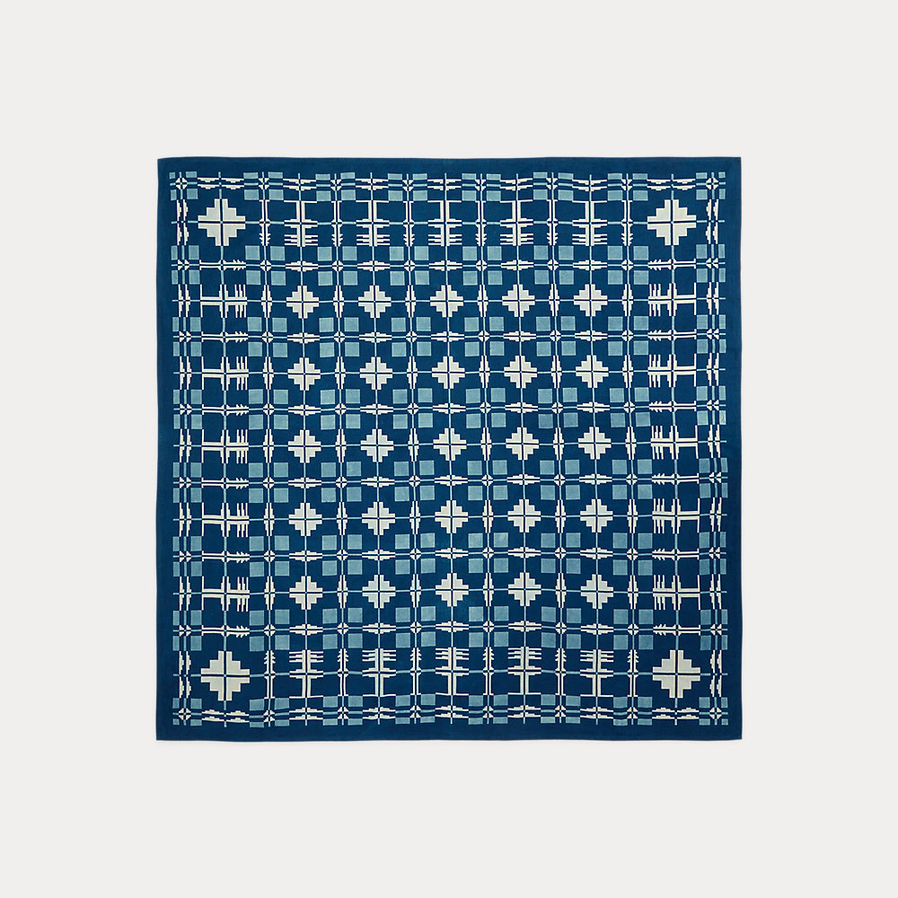 Double Rl Indigo Cotton Tablecloth In Blue