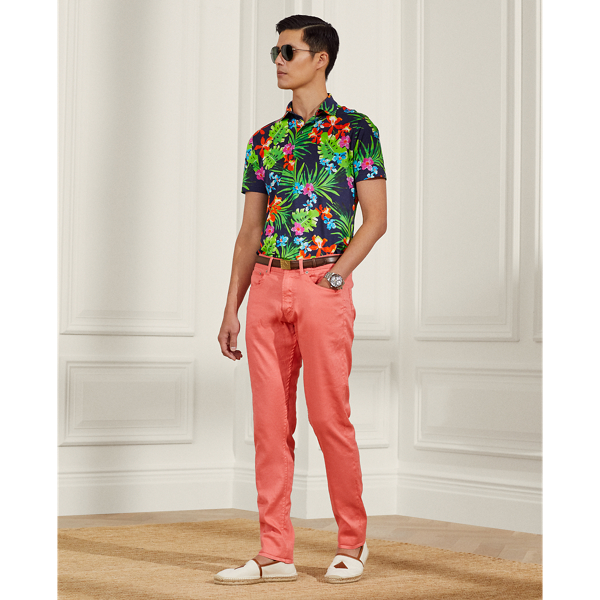 Ralph Lauren Slim Fit Linen & Cotton Five-pocket Pants In Melon