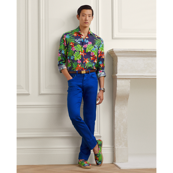Ralph Lauren Slim Fit Linen-cotton Stretch Jean In Classic Copen Blue