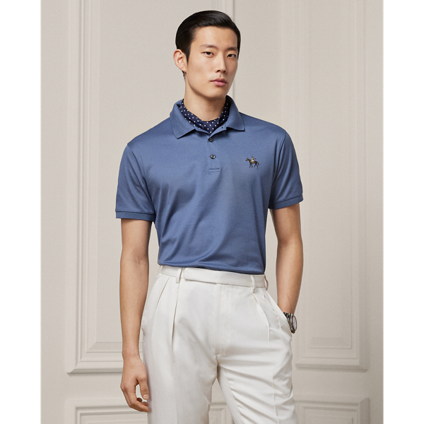 Ralph Lauren Custom Slim Fit Piqué Polo Shirt In Niagara Blue