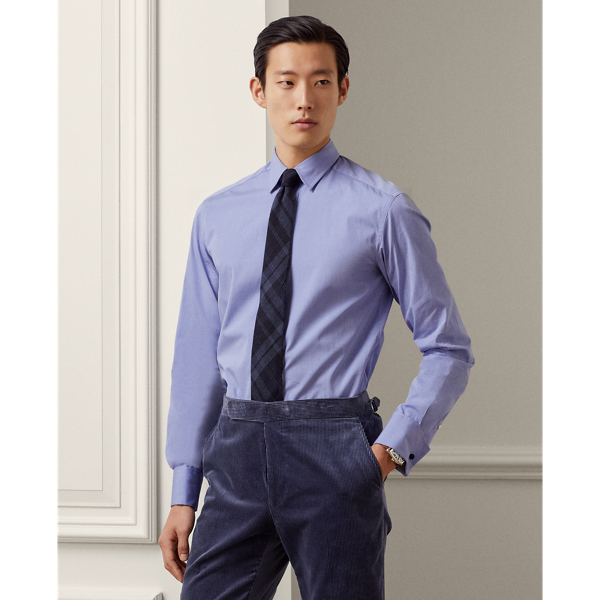 Ralph Lauren Purple Label End-on-end French Cuff Shirt In Blue