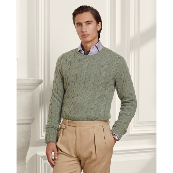 Ralph Lauren Cable-knit Long-sleeved Sweater In Sea Spray Melange
