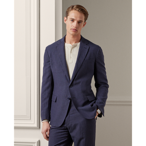 Ralph Lauren Purple Label Hadley Silk-linen Suit Jacket In Classic Chairman Navy