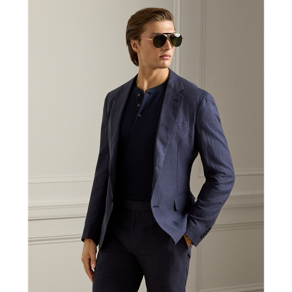 Ralph Lauren Purple Label Hadley Silk-linen Suit Jacket In Classic Chairman Navy