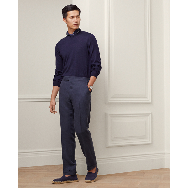 Ralph Lauren Purple Label Gregory Silk-linen Suit Trouser In Classic Chairman Navy