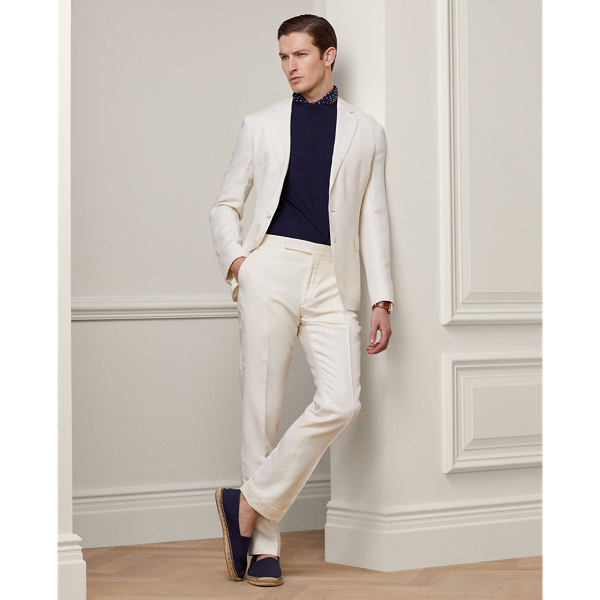 Ralph Lauren Purple Label Gregory Silk-linen Suit Trouser In Classic Cream