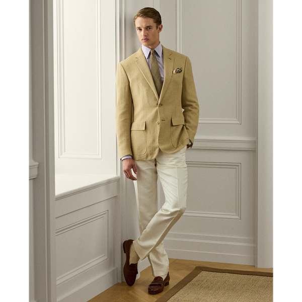 Ralph Lauren Purple Label Gregory Silk-linen Suit Trouser In Classic Cream