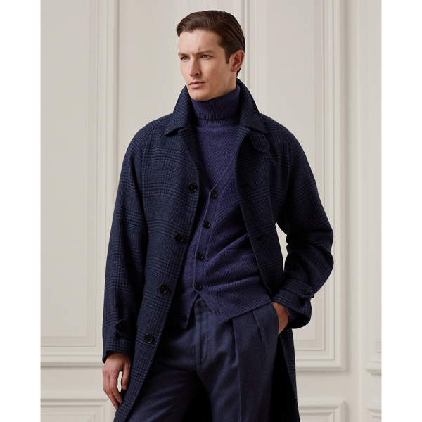 RALPH LAUREN GLEN PLAID WOOL TWEED BALMACAAN COAT 