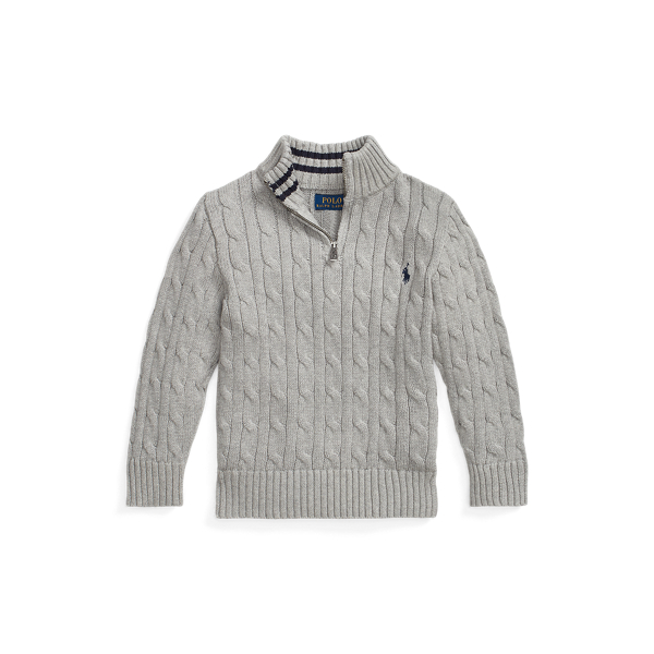 Polo Ralph Lauren Cable-knit Cotton Quarter-zip Jumper In Andover Heather