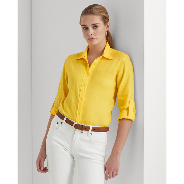 Lauren Ralph Lauren Linen Shirt In Sunfish Yellow