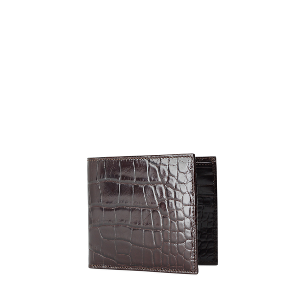 Ralph Lauren Alligator Billfold Wallet In Dark Brown