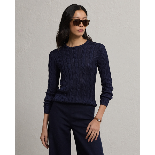 Polo Ralph Lauren Cable-knit Silk Sweater In Lux Navy