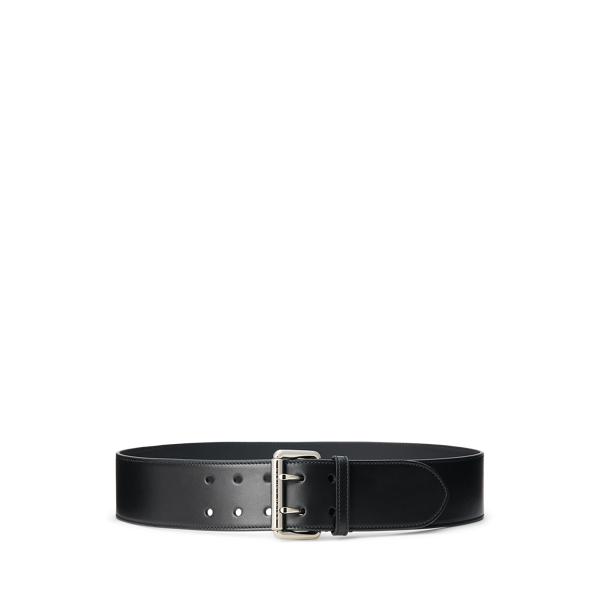 Collection Calfskin Double-prong Belt In Black