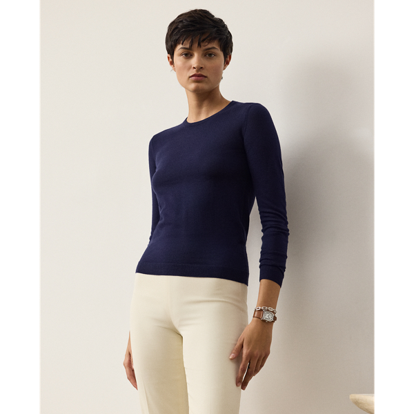 Ralph Lauren C2c Certified Gold Cashmere Sweater In Lux Navy