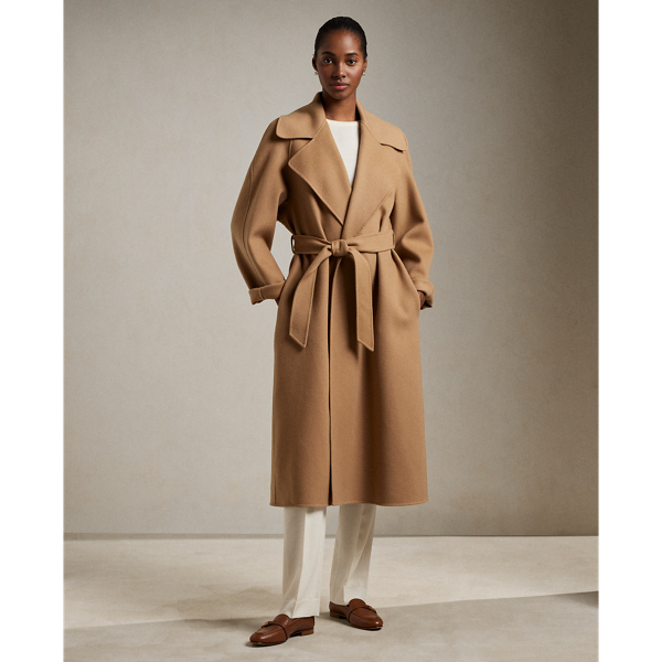 Shop Ralph Lauren Leonarda Wrap Coat In Camel