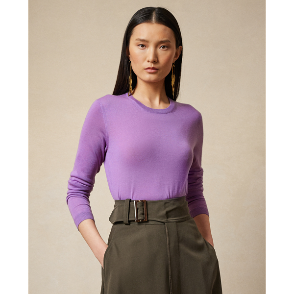Ralph Lauren C2c Certified Gold Cashmere Sweater In Lilac