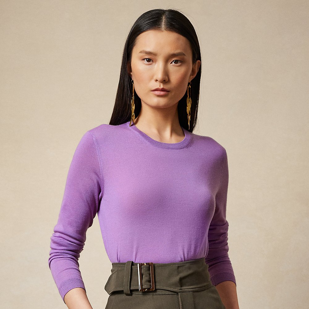 Ralph Lauren C2c Certified Gold Cashmere Sweater In Lilac