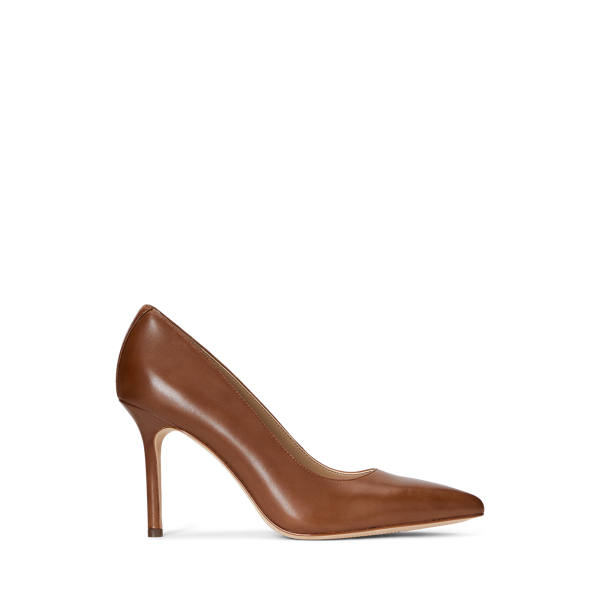 Ralph Lauren Lindella Ii Burnished Leather Pump In Deep Saddle Tan