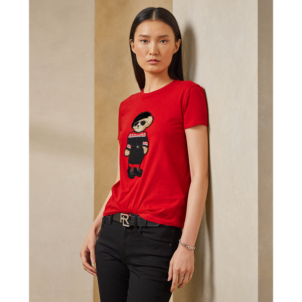 Ralph Lauren Lunar New Year Polo Bear Cotton Tee In Bright Red | ModeSens