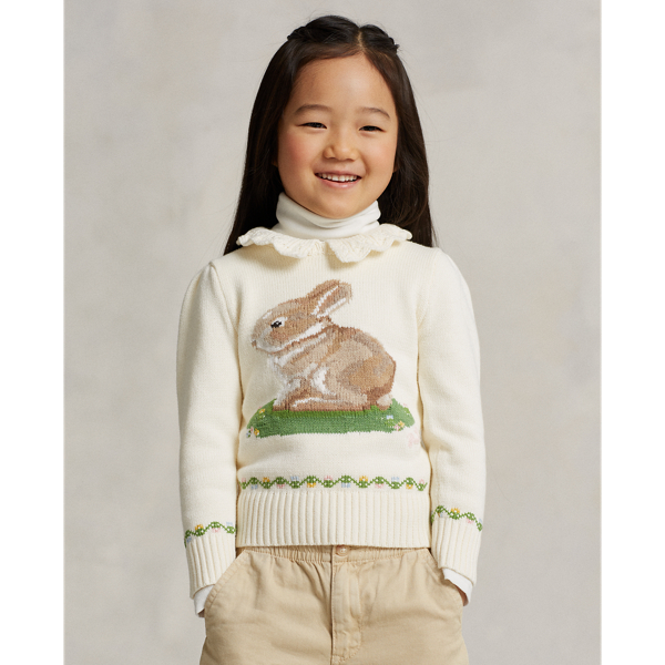Polo Ralph Lauren Kids' Lunar New Year Cotton Bunny Sweater In Clubhouse Cream