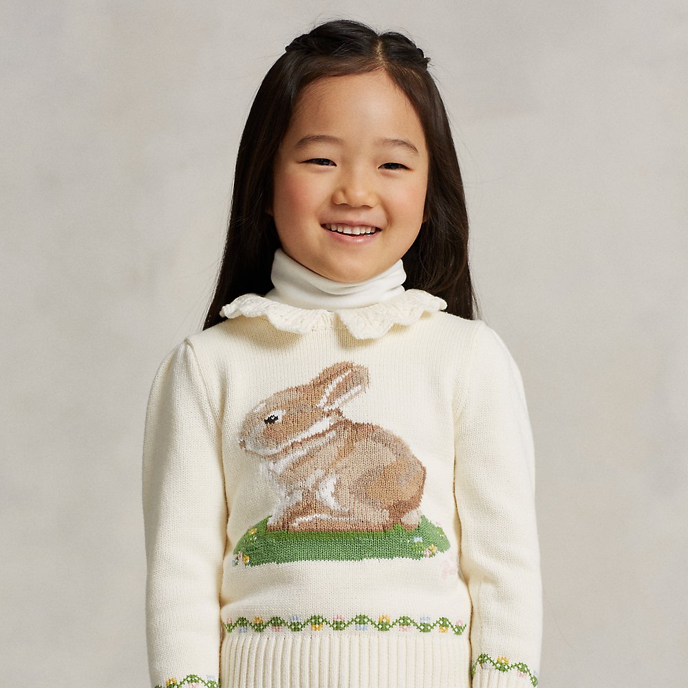 Polo Ralph Lauren Kids' Lunar New Year Cotton Bunny Sweater In Clubhouse Cream