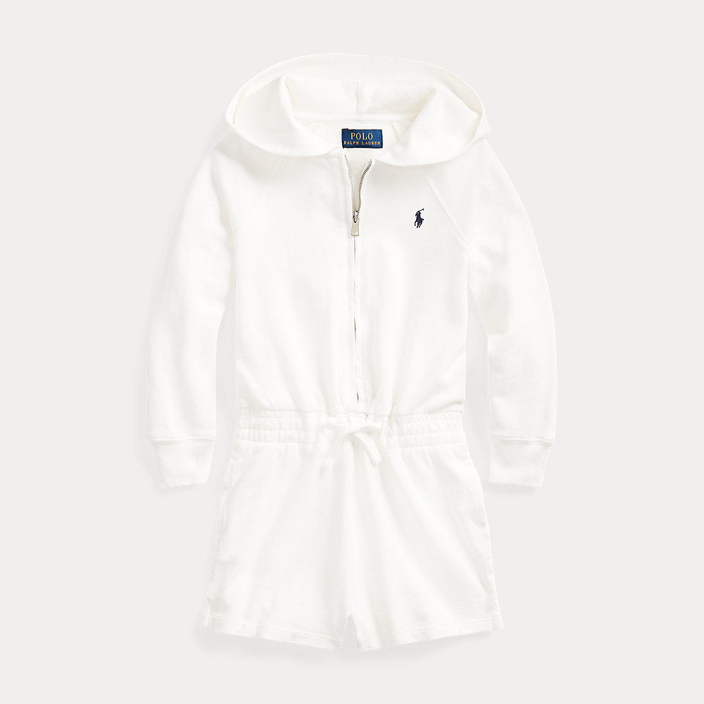 Ralph Lauren Kids' Spa Terry Fleece Long-sleeve Playsuit In White
