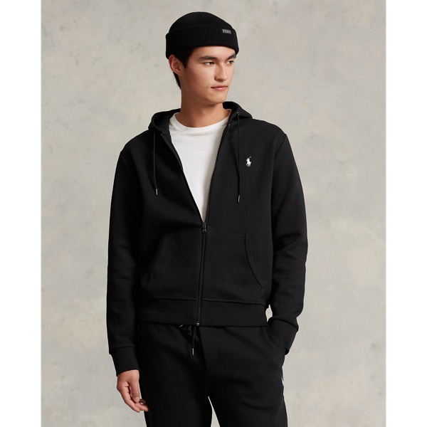 Shop Ralph Lauren Double-knit Full-zip Hoodie In Polo Black