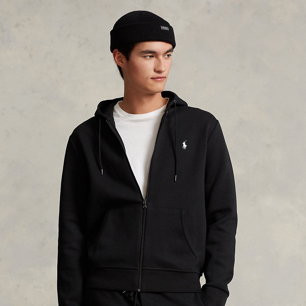 Shop Ralph Lauren Double-knit Full-zip Hoodie In Polo Black