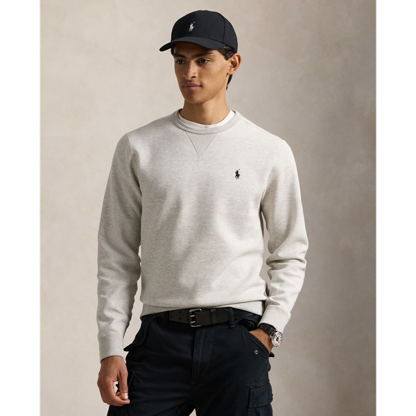 Polo Ralph Lauren Double Knit Crew Neck Sweatshirt In Lt Sport Heather/black