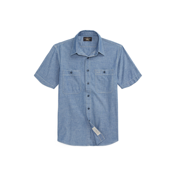 Shop Rrl Indigo Chambray Workshirt In Blue