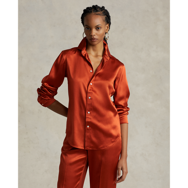 Ralph Lauren Mulberry Silk Shirt In Sweet Potato