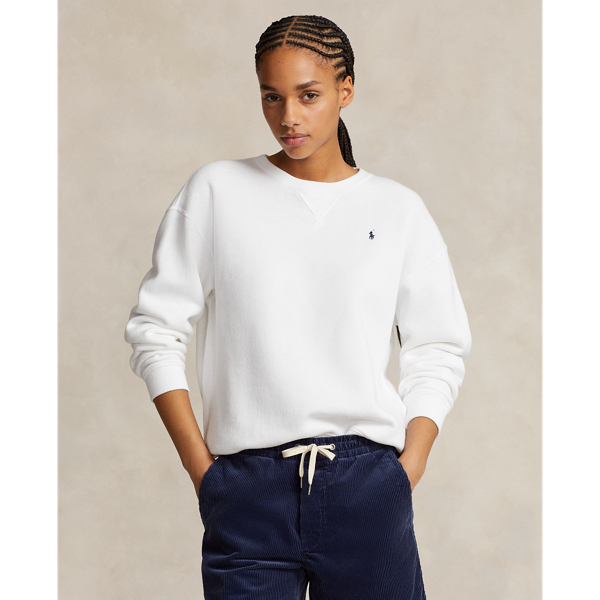 Ralph Lauren Fleece Crewneck Pullover In White