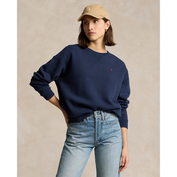 Ralph Lauren Fleece Crewneck Pullover In Cruise Navy