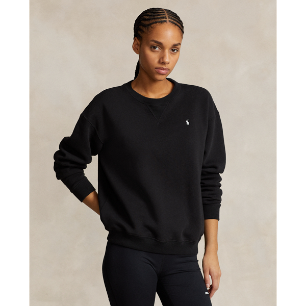 Ralph Lauren Fleece Crewneck Pullover In Polo Black