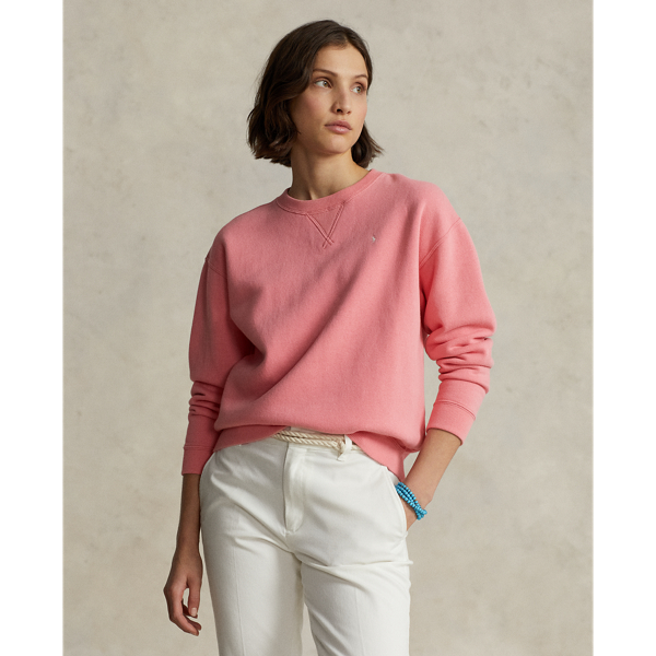 Ralph Lauren Fleece Crewneck Pullover In Dolce Pink