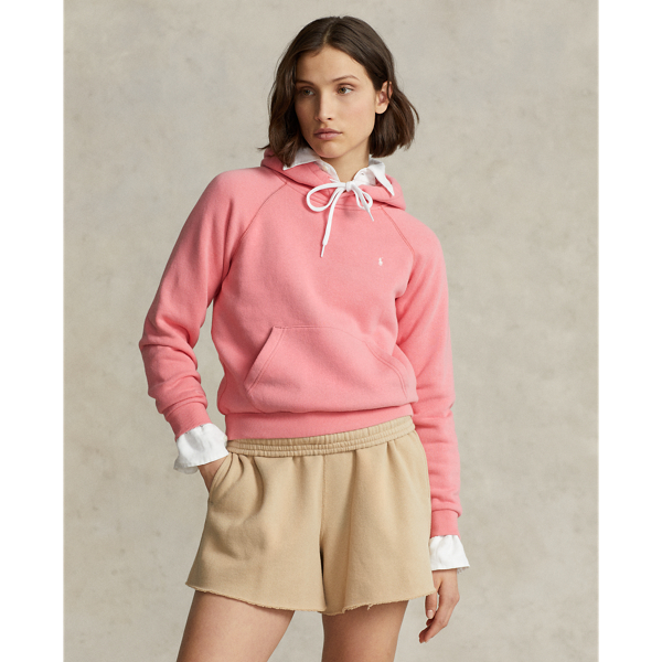 Ralph Lauren Shrunken Fit Fleece Hoodie In Dolce Pink