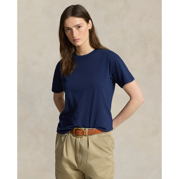 Ralph Lauren Cotton Jersey Crewneck Tee In Newport Navy