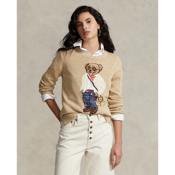 Polo Ralph Lauren Polo Bear Cotton-blend Sweater In Tan Multi
