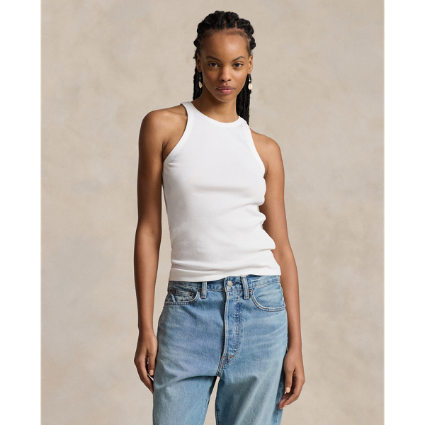 Polo Ralph Lauren Ribbed Cotton Tank Top In White