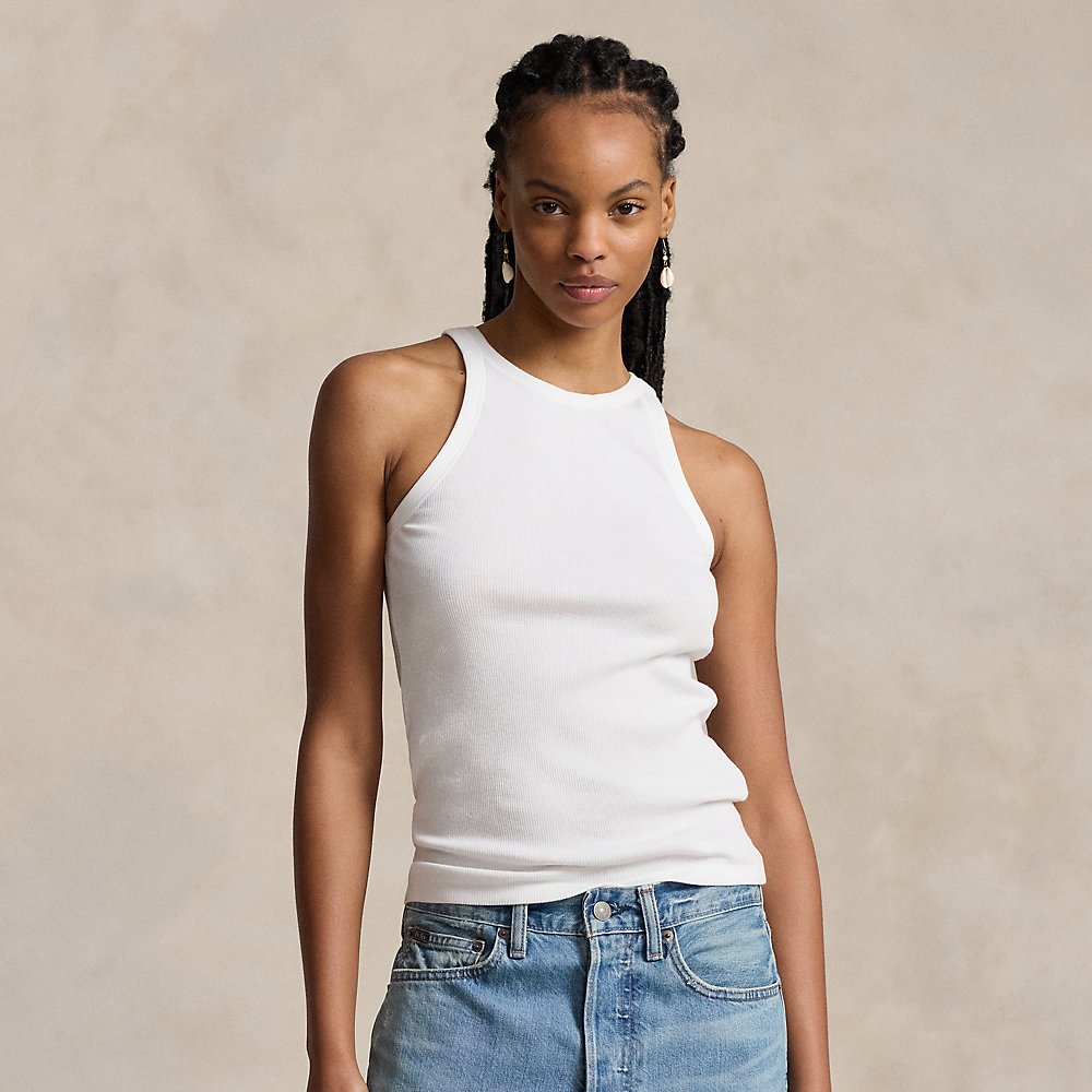 Ralph Lauren Ribbed Cotton Tank Top In White