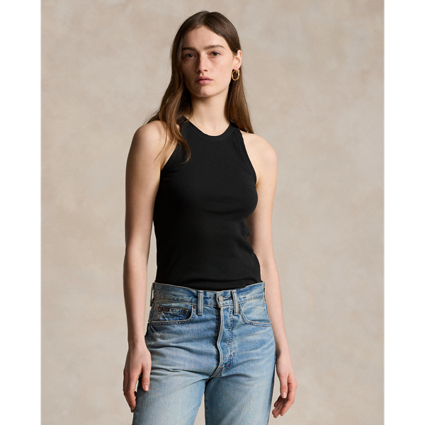 Polo Ralph Lauren Ribbed Cotton Tank Top In Polo Black