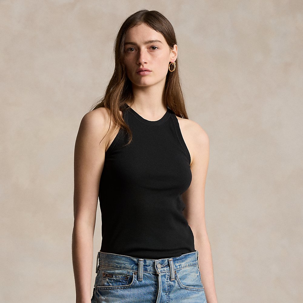 Ralph Lauren Ribbed Cotton Tank Top In Polo Black